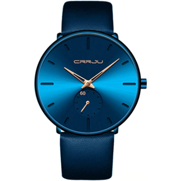 Mens Watches Ultra-Thin Minimalist Waterproof-Fashion Wrist Watch for Men Unisex Dress with Leather Band